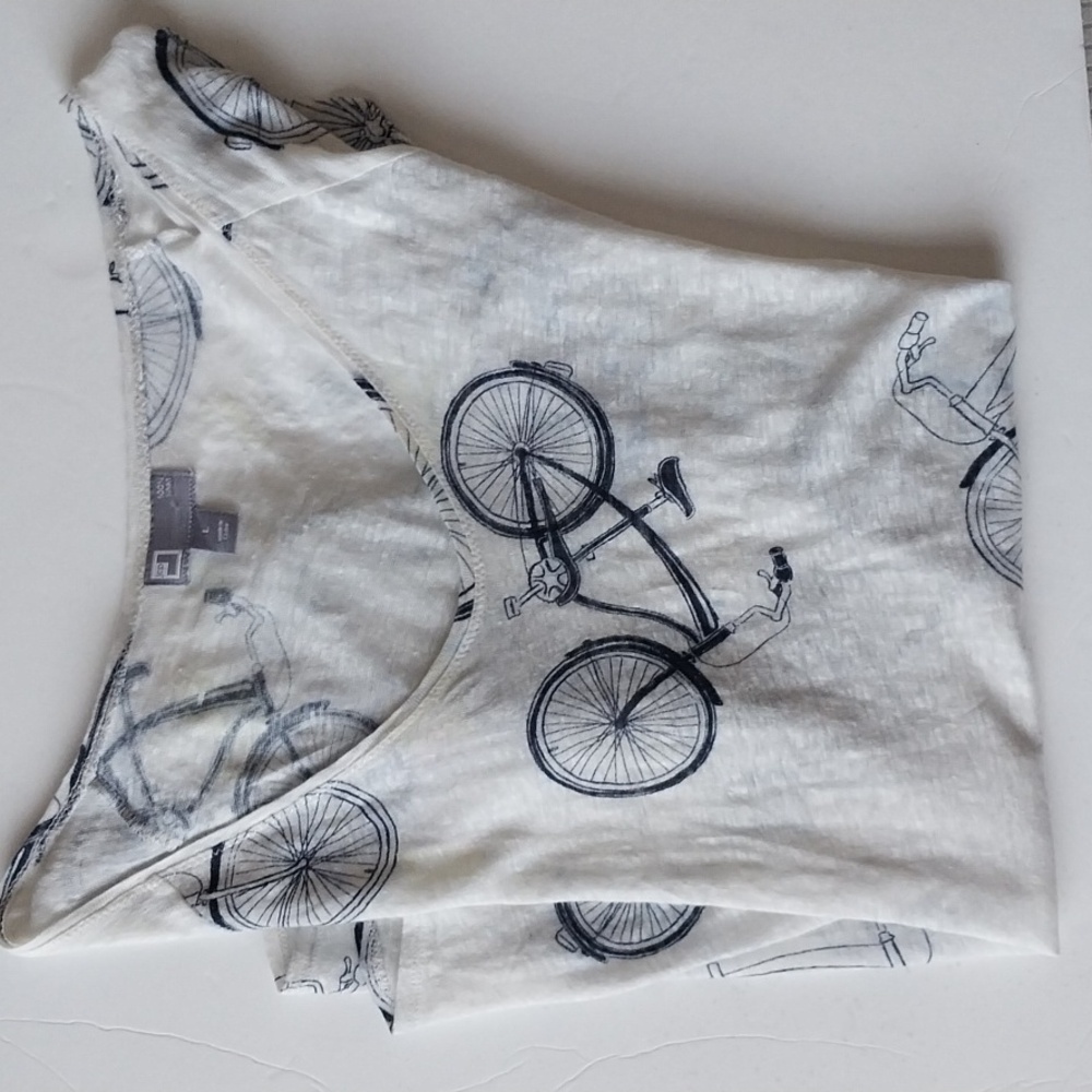 Linen T SHIRT  Bicycle Graphics by JCP Size Large